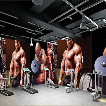 3D健身房壁画舞蹈室瑜伽馆墙纸拳击搏击壁纸跆拳道背景墙运动海报