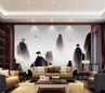 新中式金色水墨山水电视背景墙装饰壁画客厅沙发卧室床头壁纸