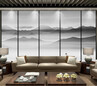 现代新中式电视沙发背景墙布水墨山水画抽象写意壁纸客厅墙纸壁画