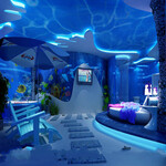主题宾馆酒店3d壁画无缝整幅壁画厂家3D海洋立体墙画定做设计