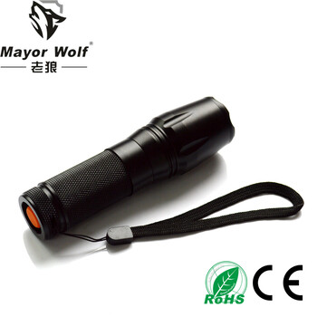 Mayorwolf供应26650强光手电筒户外变焦照明防身电筒-广东狼眼