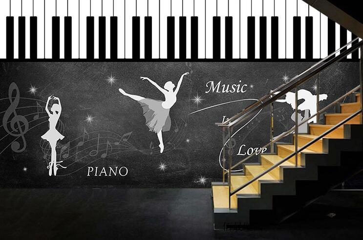 钢琴墙绘图片