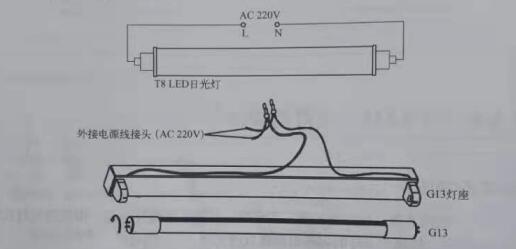 日光灯改led接线图图片