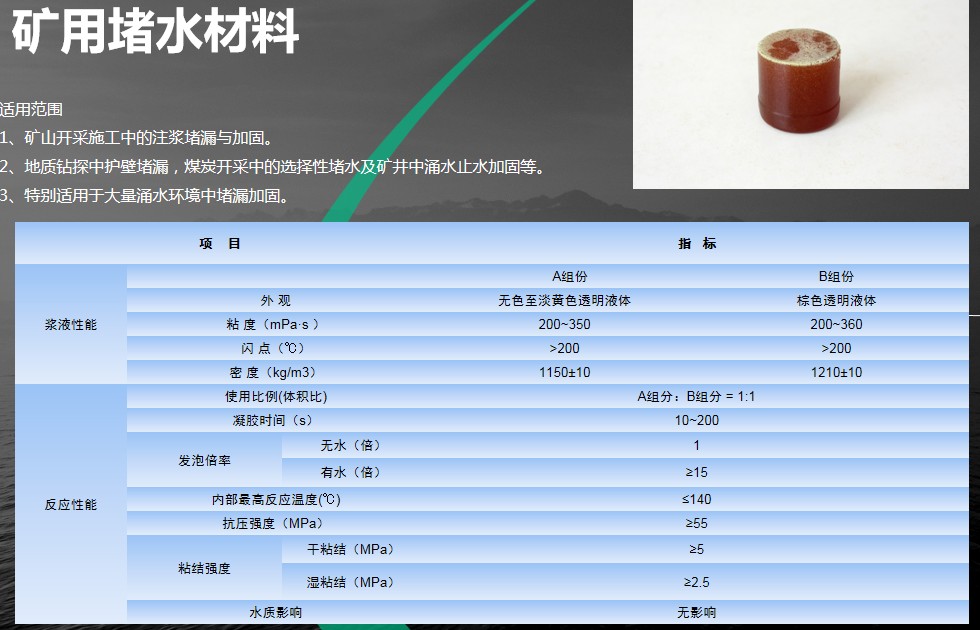 矿用封孔材料煤矿用封孔材料封孔ab料