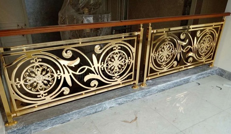 别墅纯铜雕刻镂空护栏镜面钛金玫瑰金定制