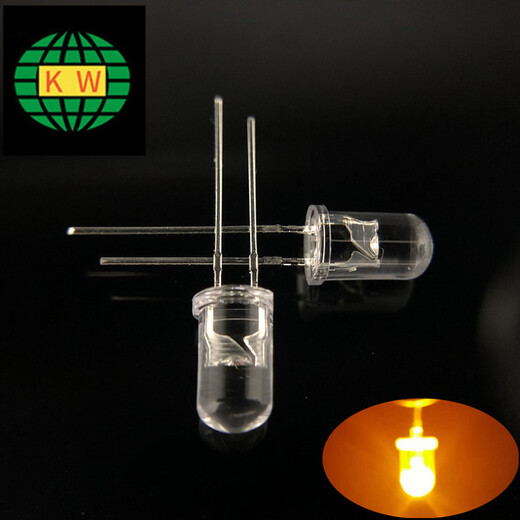 F5mm圆头交通黄光led灯珠晶元芯片白发黄直插发光二极管