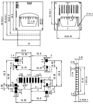 自锁SD卡座SD-006F外形尺寸：30.0mm28.5mm3.15mm