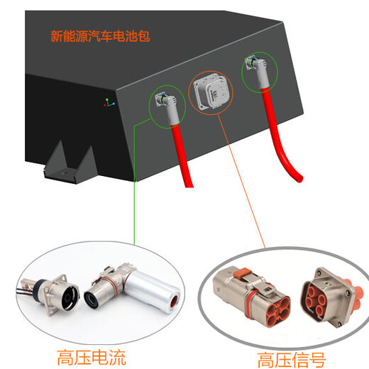 新能源汽车电池包连接器4P汽车连接器高压大电流防水连接器